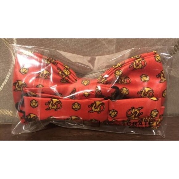 D&D Dungeons & Dragons Dice Bow Tie Red Black Tie Geek Loot Crate RPG Gaming D20 - Picture 2 of 6